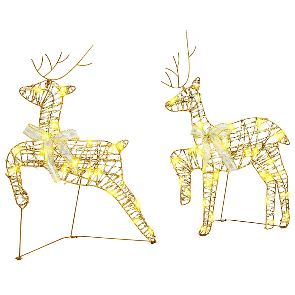 LED Reindeers 7 pcs 40 LEDs Gold 44 x 18 x 65.5 cm PET