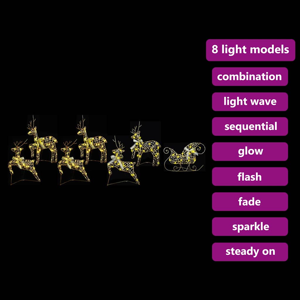 LED Reindeers 7 pcs 40 LEDs Gold 44 x 18 x 65.5 cm PET