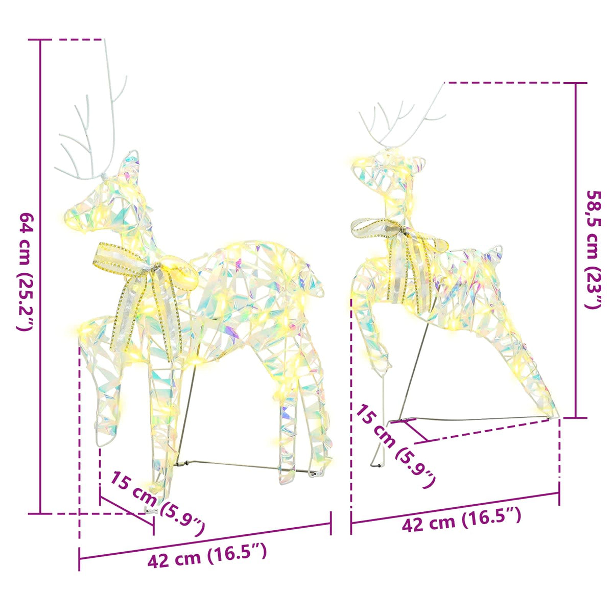 LED Reindeers 5 pcs 40 LEDs Multicoulur 42 x 15 x 64 cm PET
