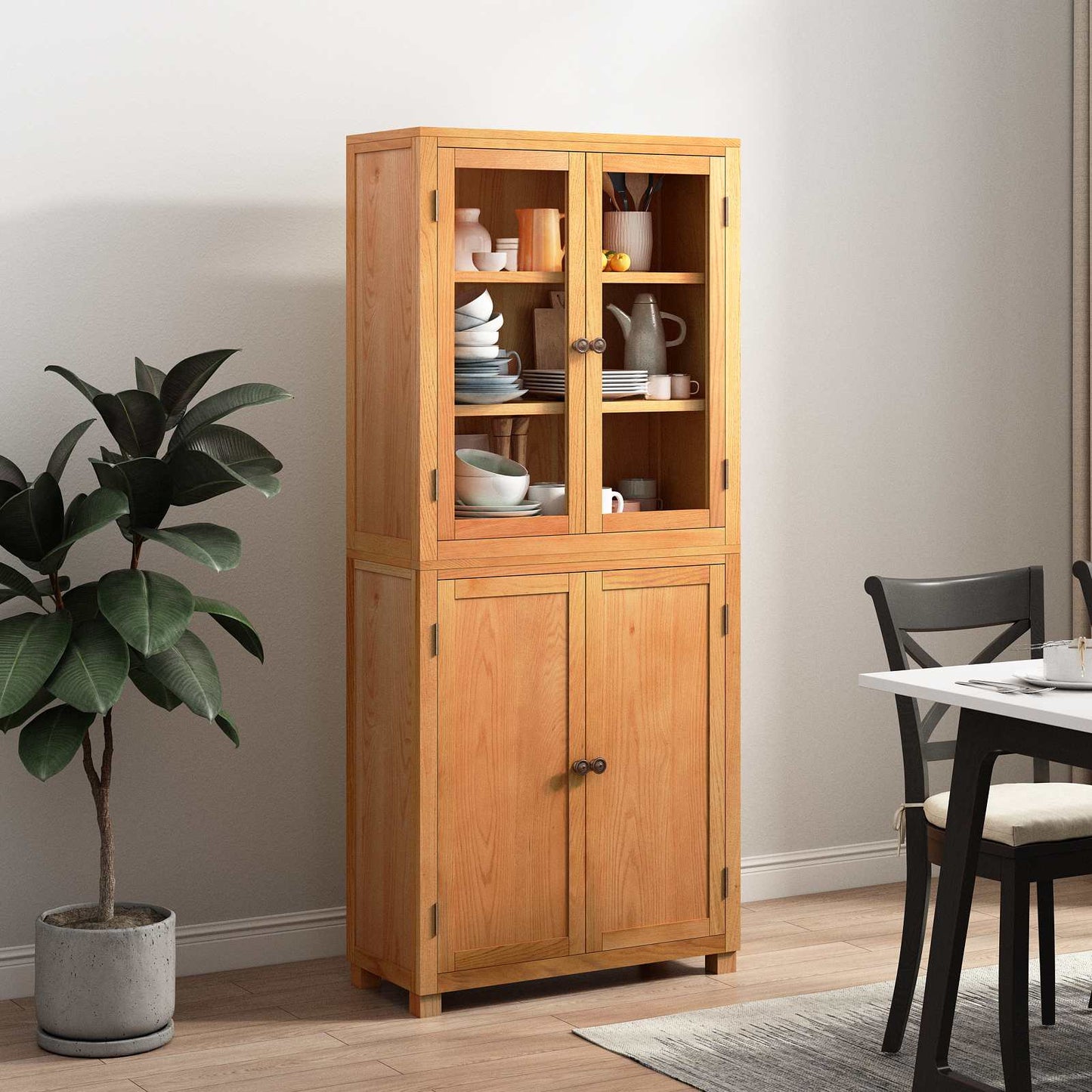 Storage Furniture Set 2 pcs Natural Engineered Wood and Oak