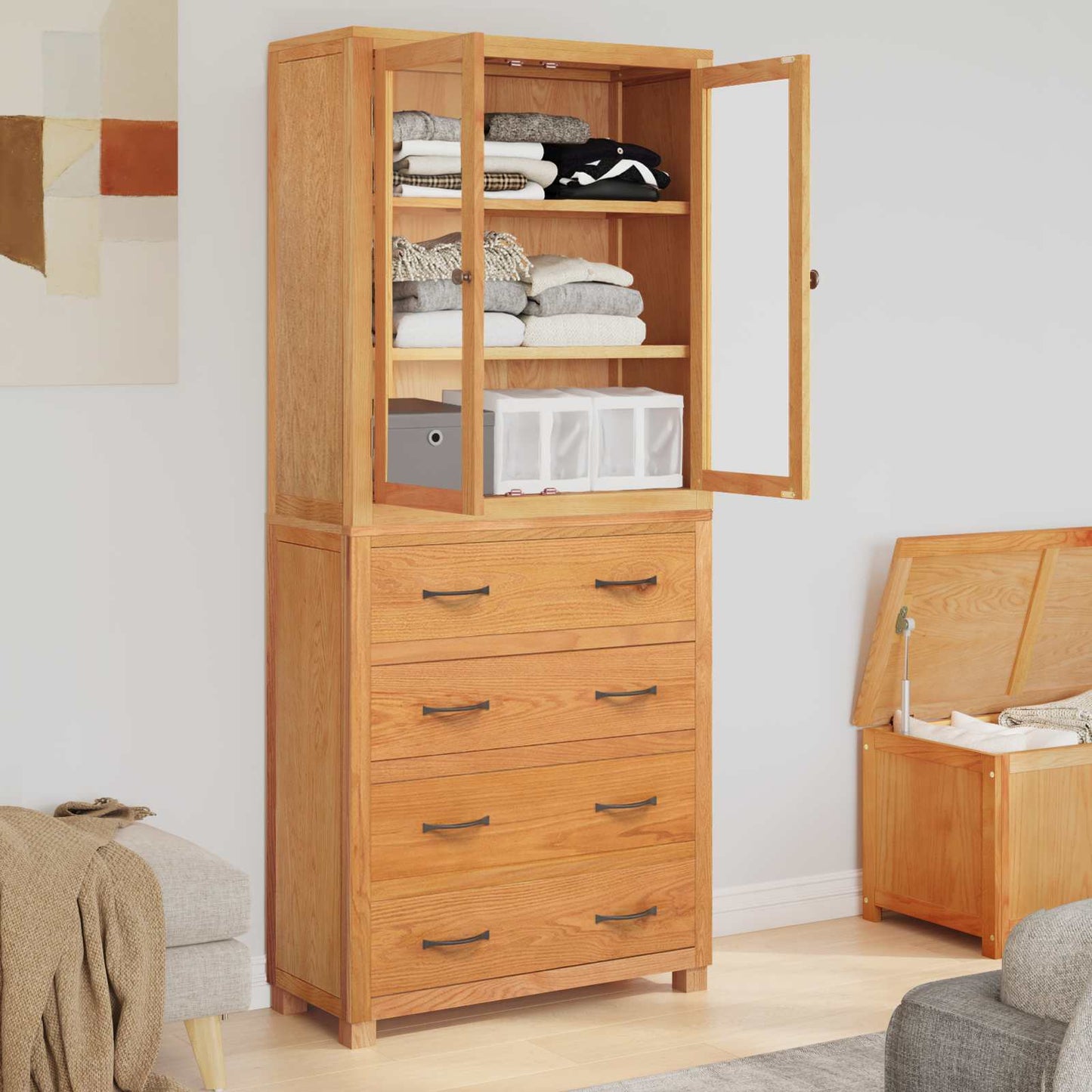 Storage Furniture Set with Drawer Brown Engineered wood