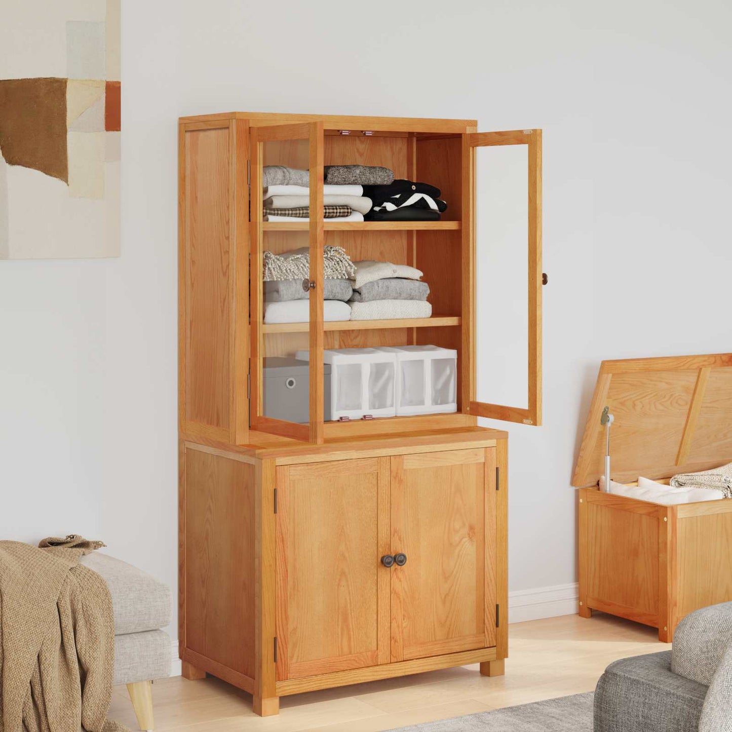 Storage Furniture Set with Storage Brown Engineered wood