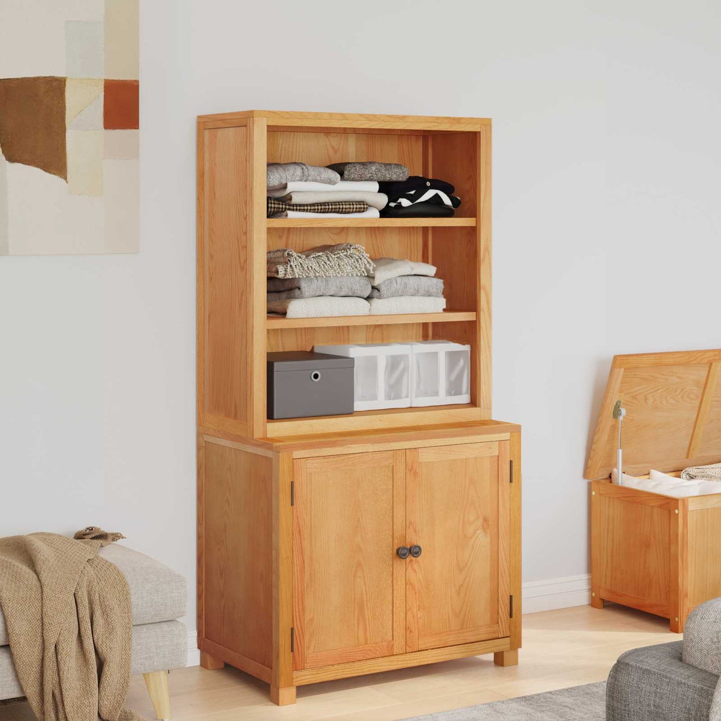Storage Furniture Set with Storage Brown Engineered wood