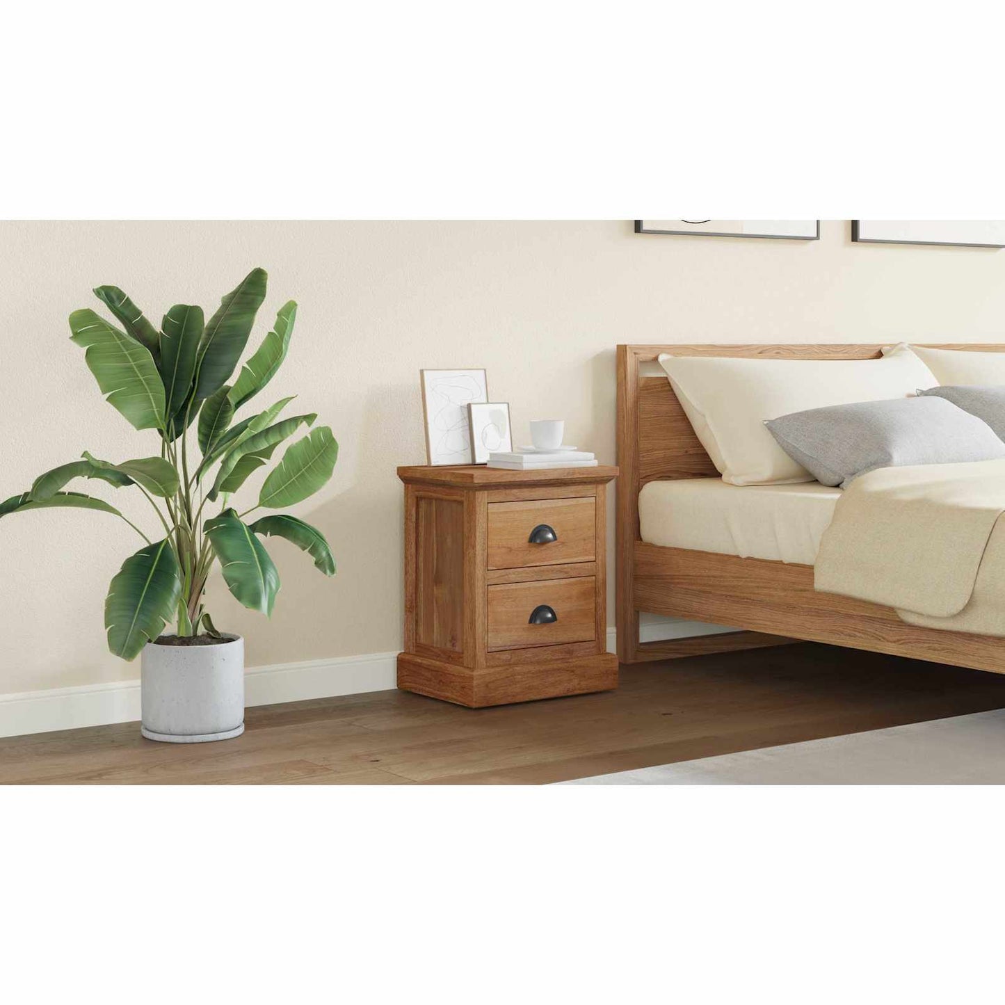 Bedside Table Natural 40 x 30 x 50 cm Solid Teak Wood