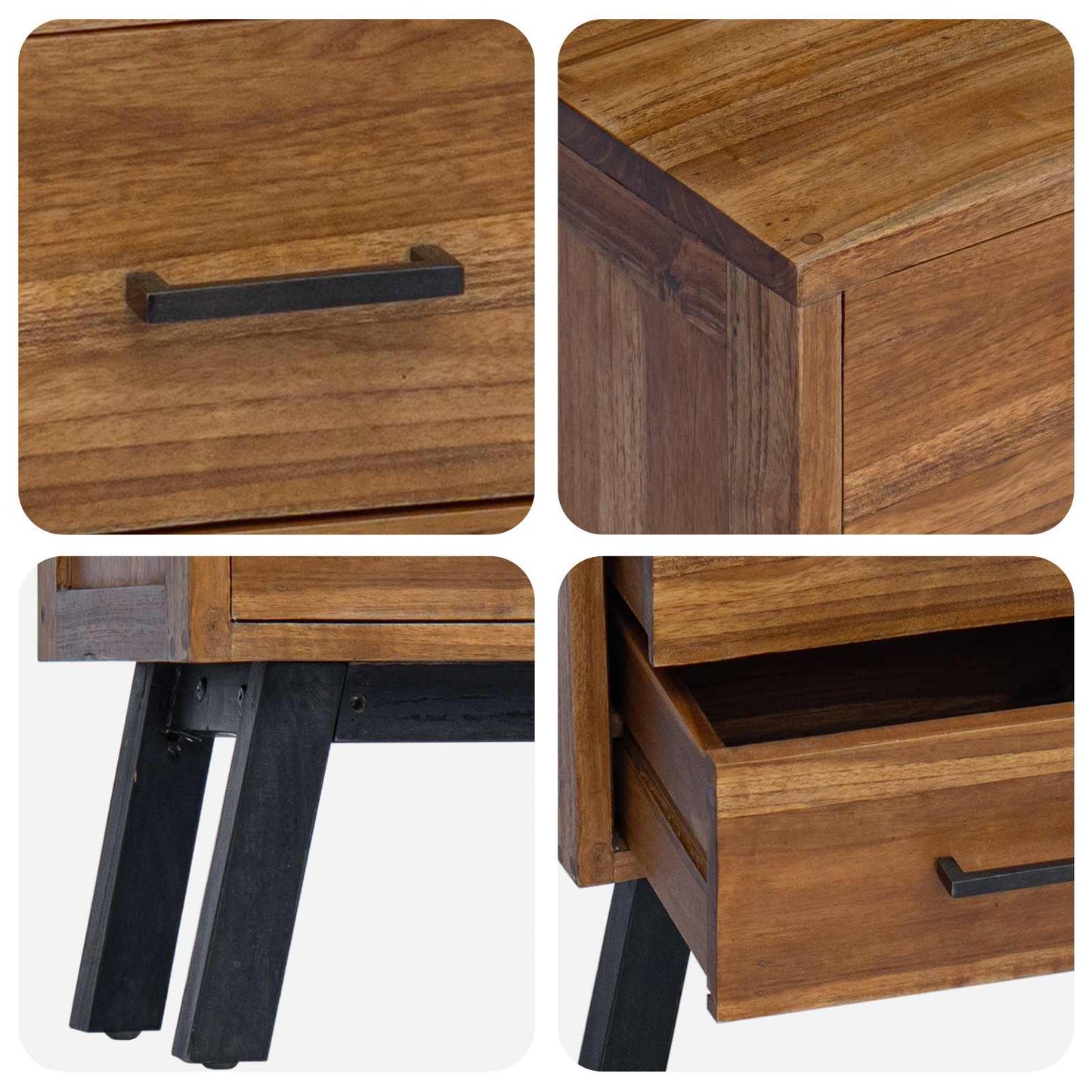 Bedside Table Natural 40 x 35 x 55 cm Solid Teak Wood