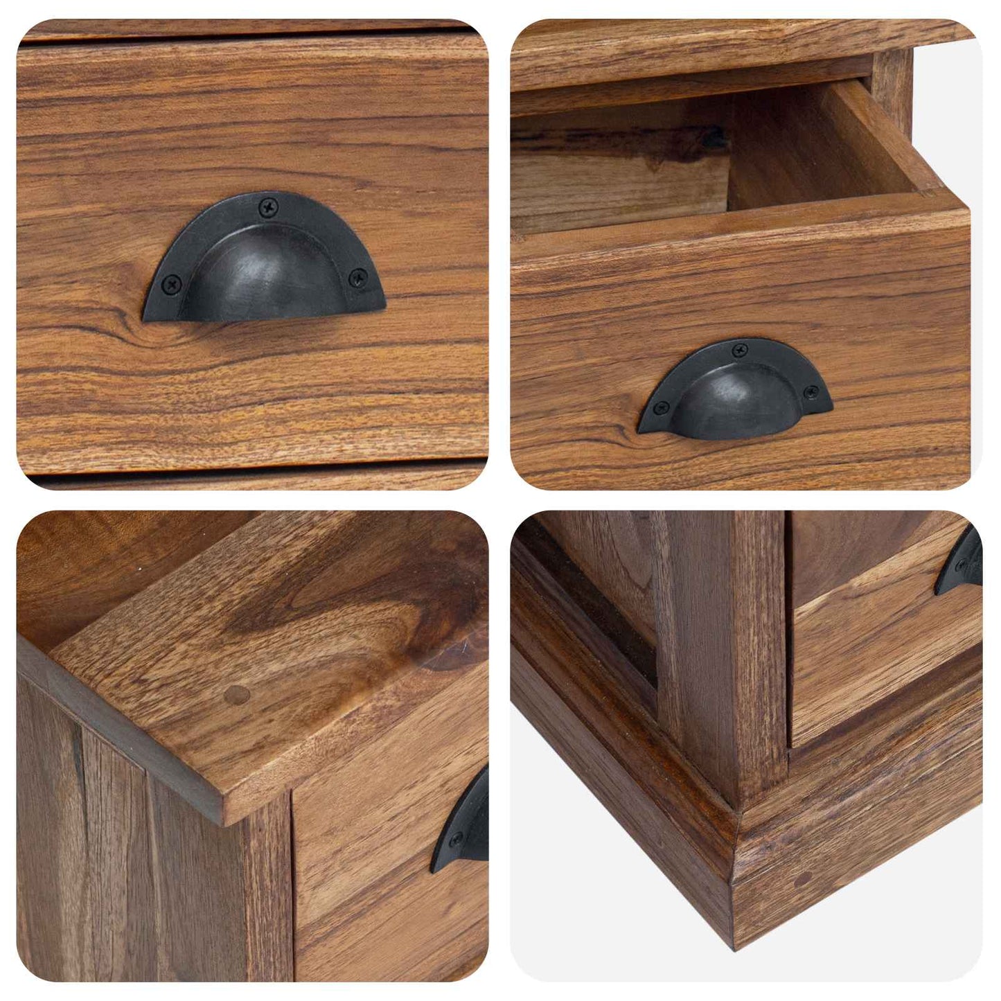 TV Stand with Drawer Natural 110 x 30 x 40 cm Solid Teak Wood