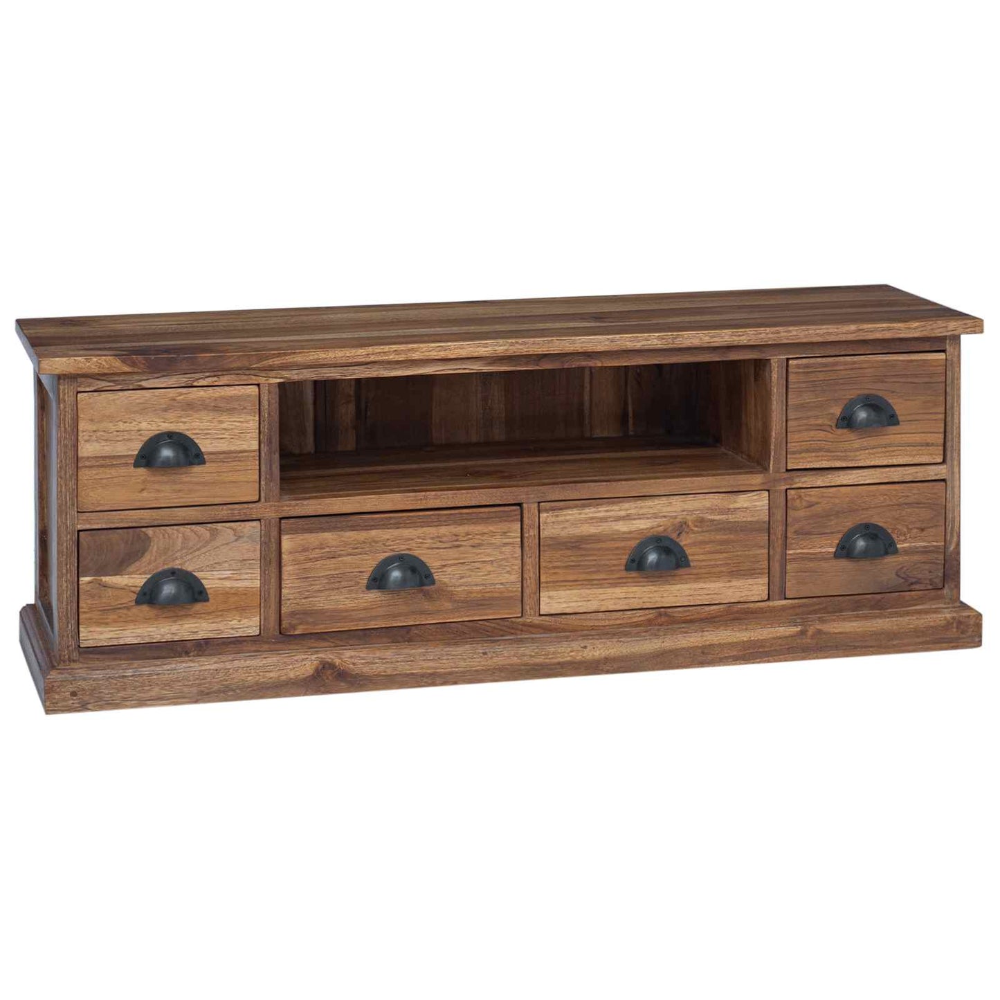 TV Stand with Drawer Natural 110 x 30 x 40 cm Solid Teak Wood