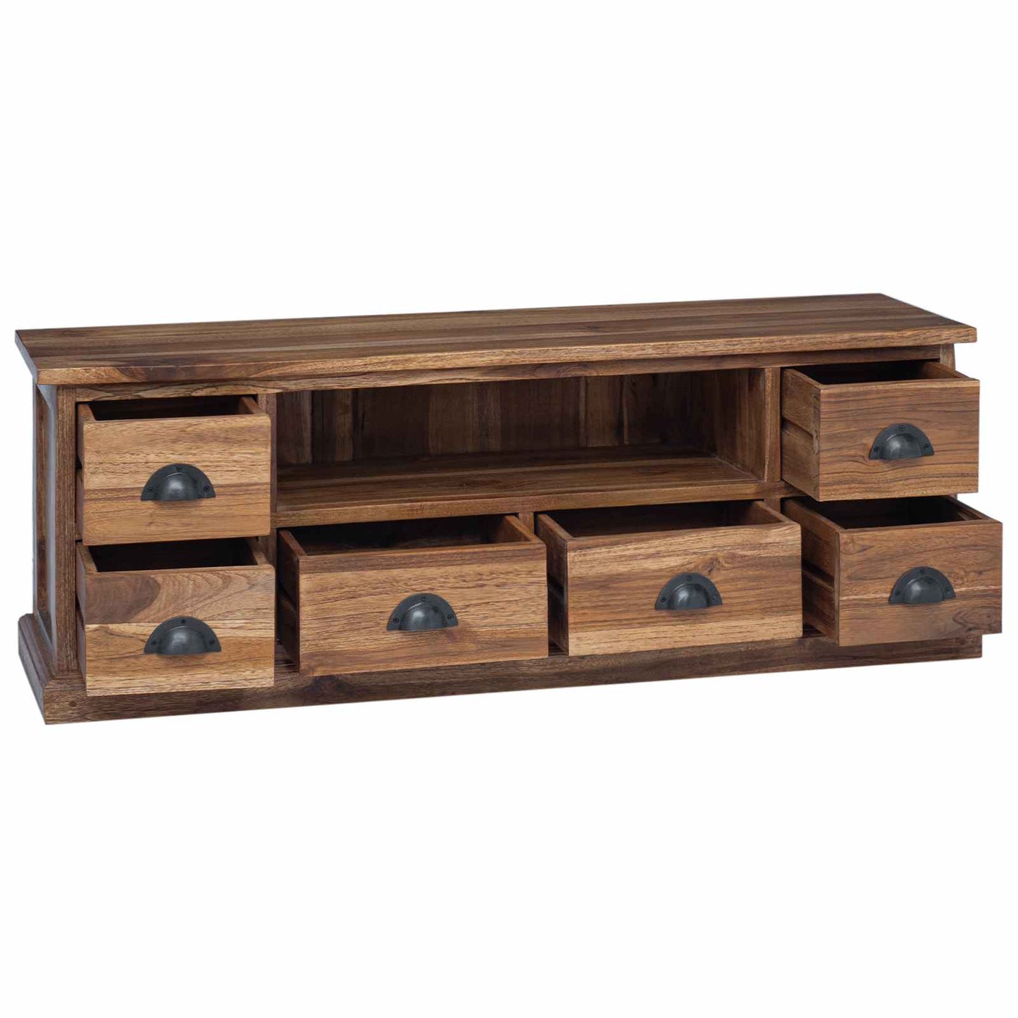 TV Stand with Drawer Natural 110 x 30 x 40 cm Solid Teak Wood