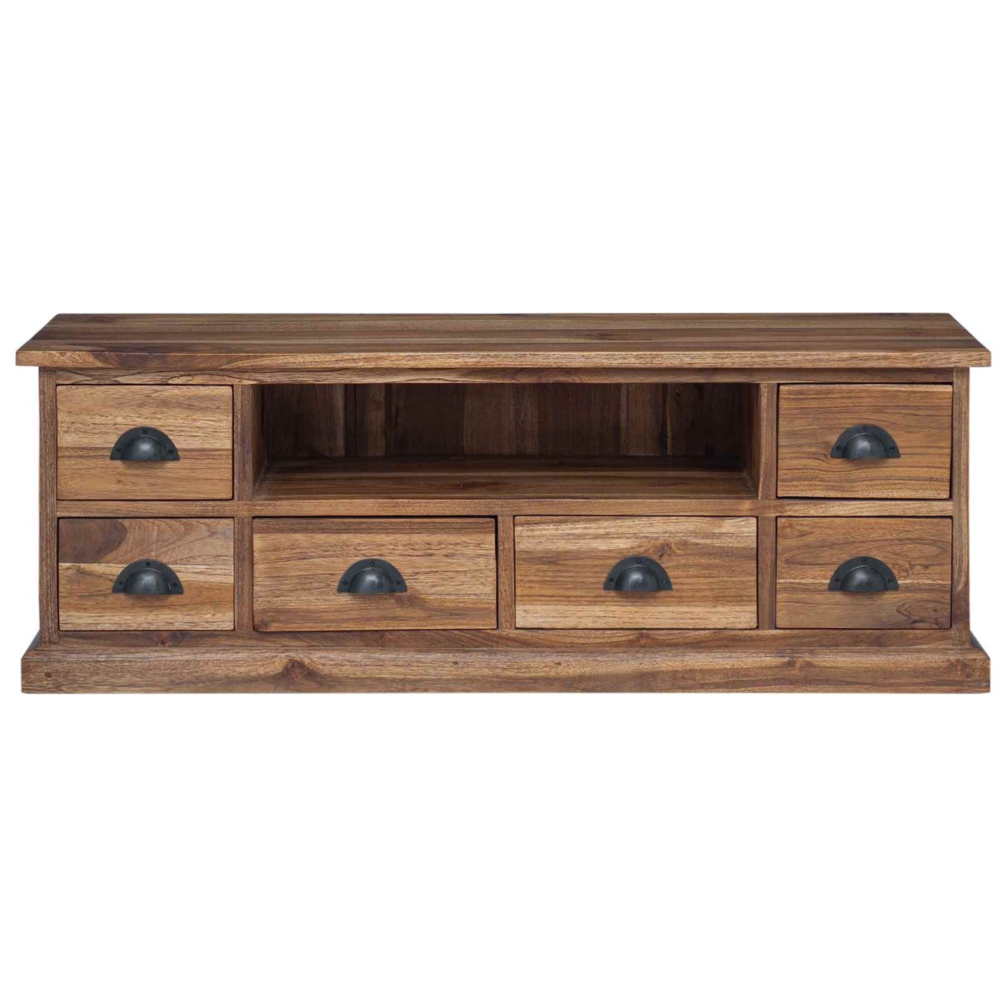 TV Stand with Drawer Natural 110 x 30 x 40 cm Solid Teak Wood