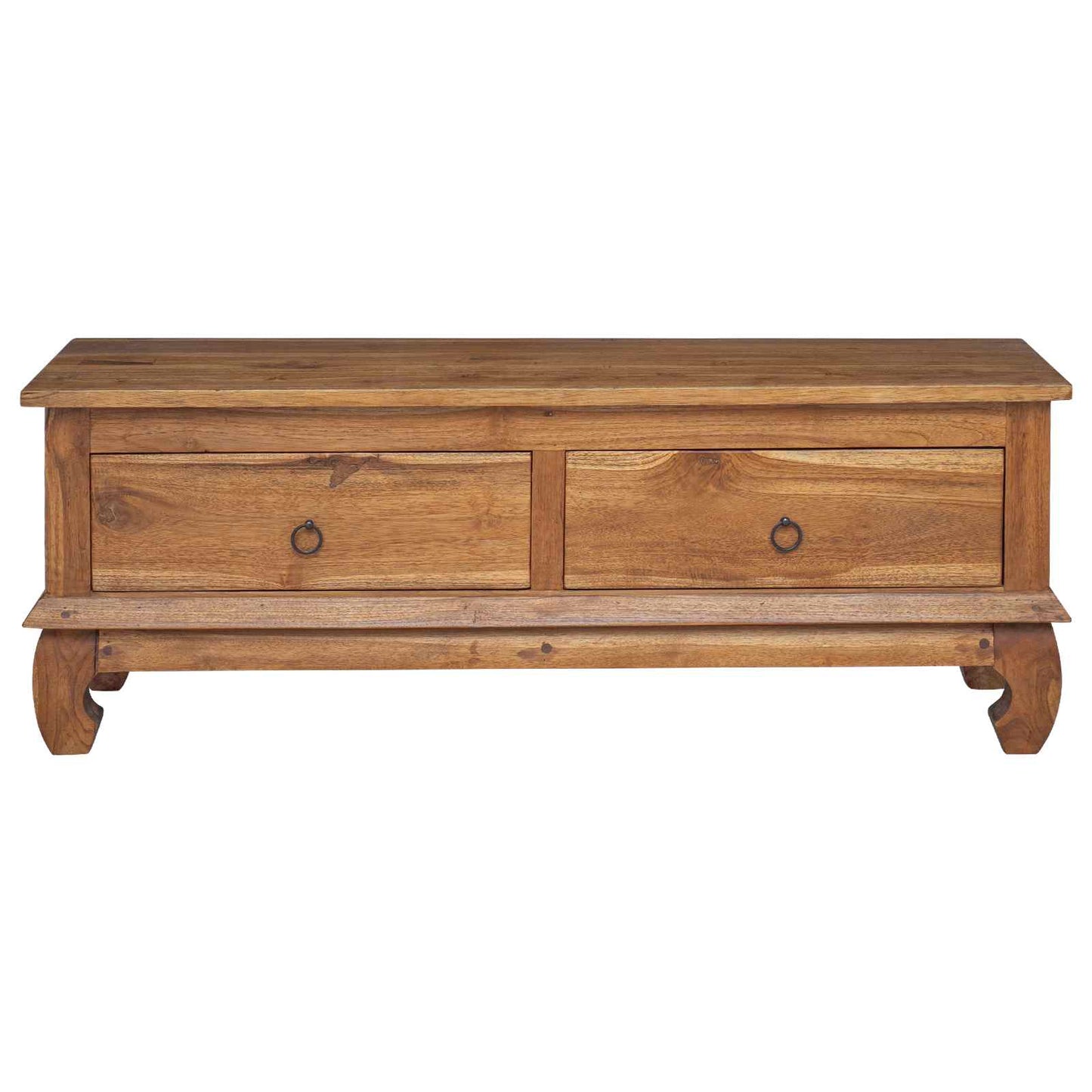 TV Stand with Drawer Natural 110 x 35 x 40 cm Solid Teak Wood