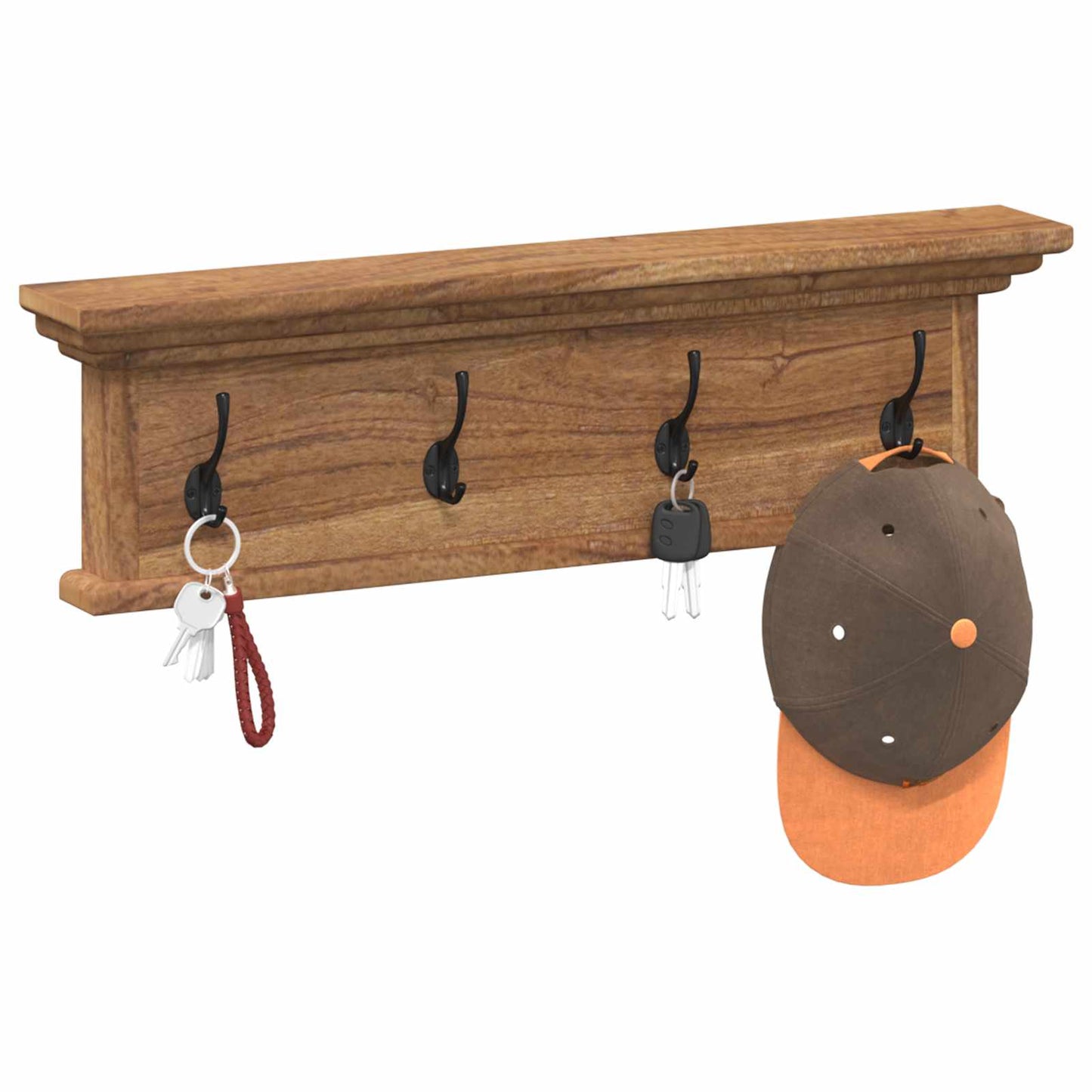 Wall Mounted Coat Rack Natural 70 x 10 x 20 cm Solid Teak Wood