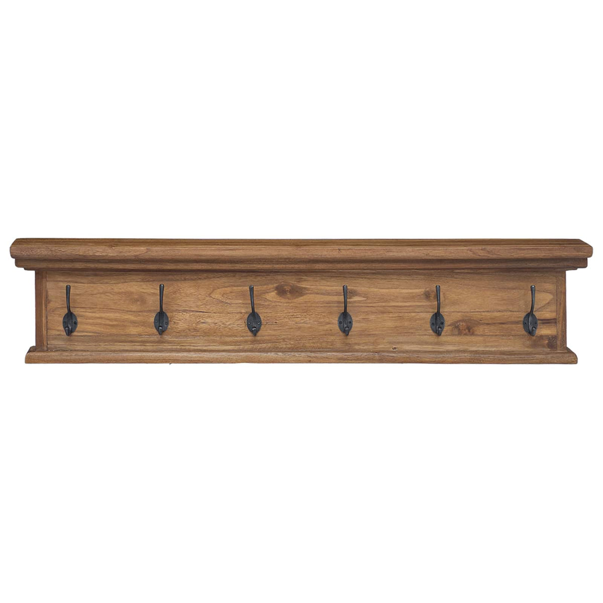 Wall Mounted Coat Rack Natural 100 x 10 x 20 cm Solid Teak Wood