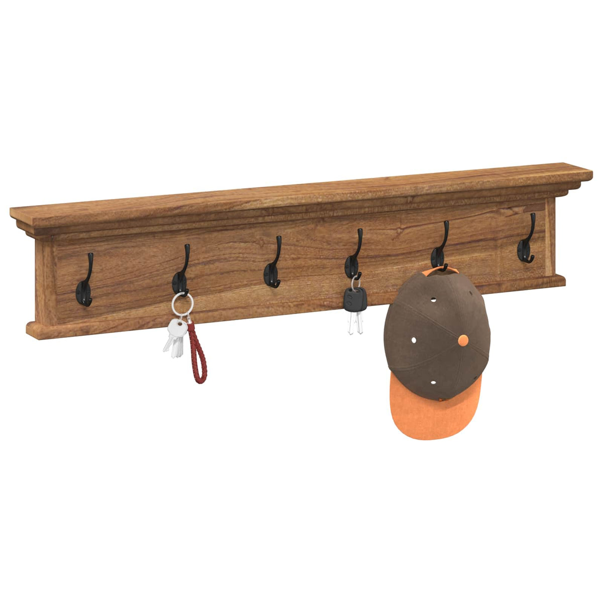 Wall Mounted Coat Rack Natural 100 x 10 x 20 cm Solid Teak Wood