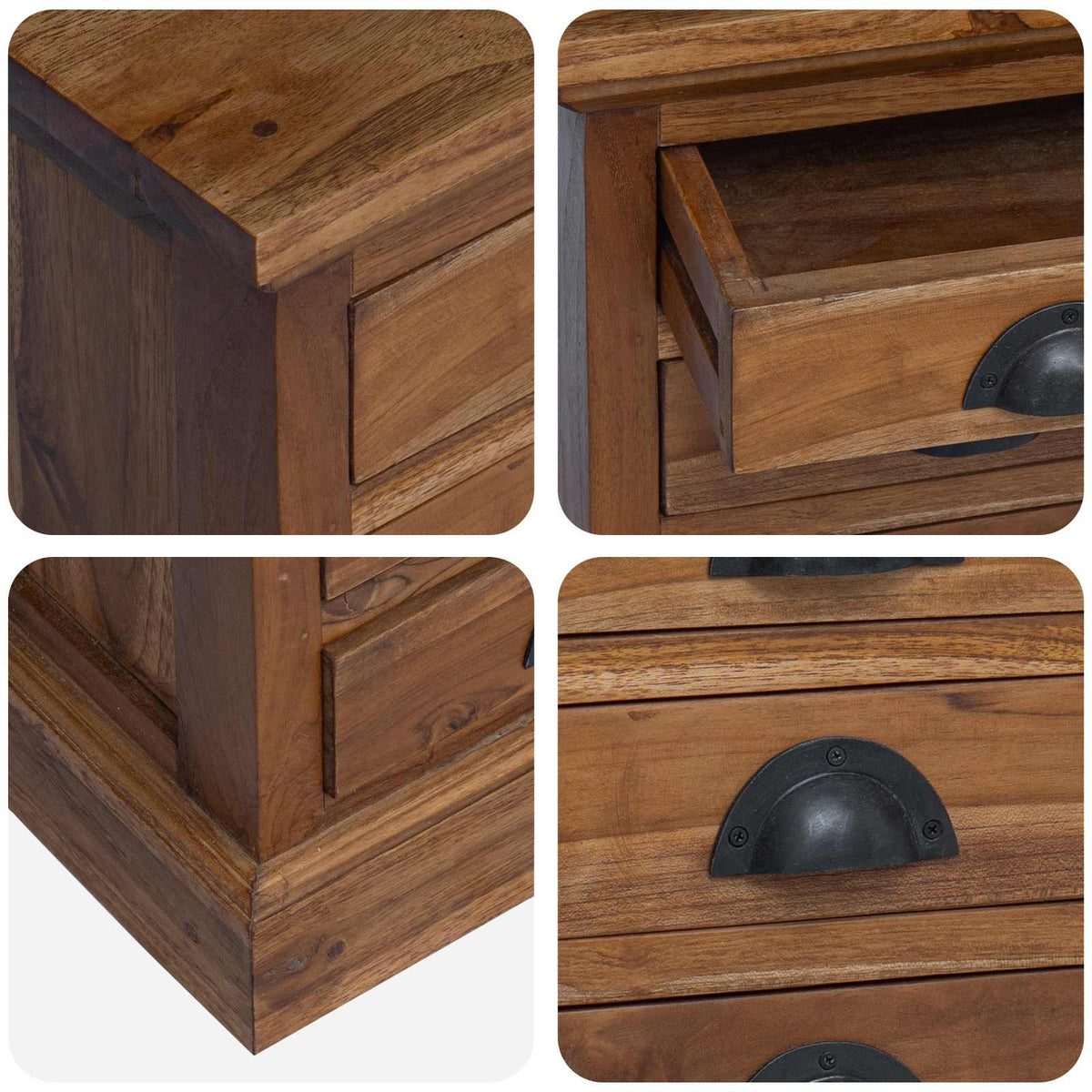 Chest of Drawers Natural 35 x 30 x 60 cm Solid Teak Wood