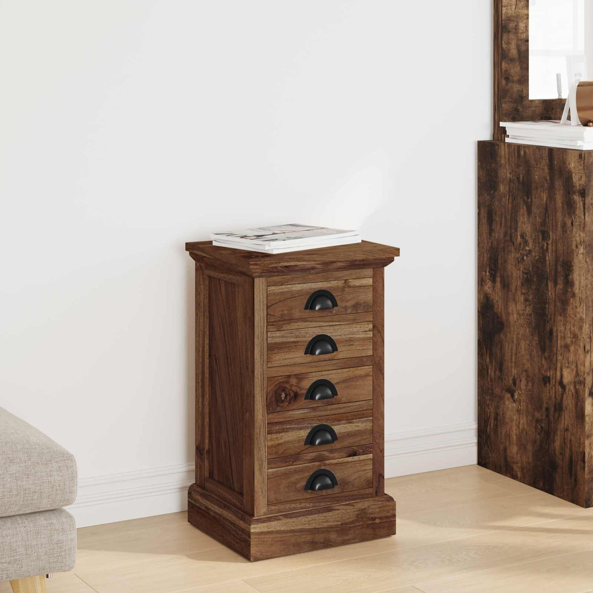 Chest of Drawers Natural 35 x 30 x 60 cm Solid Teak Wood