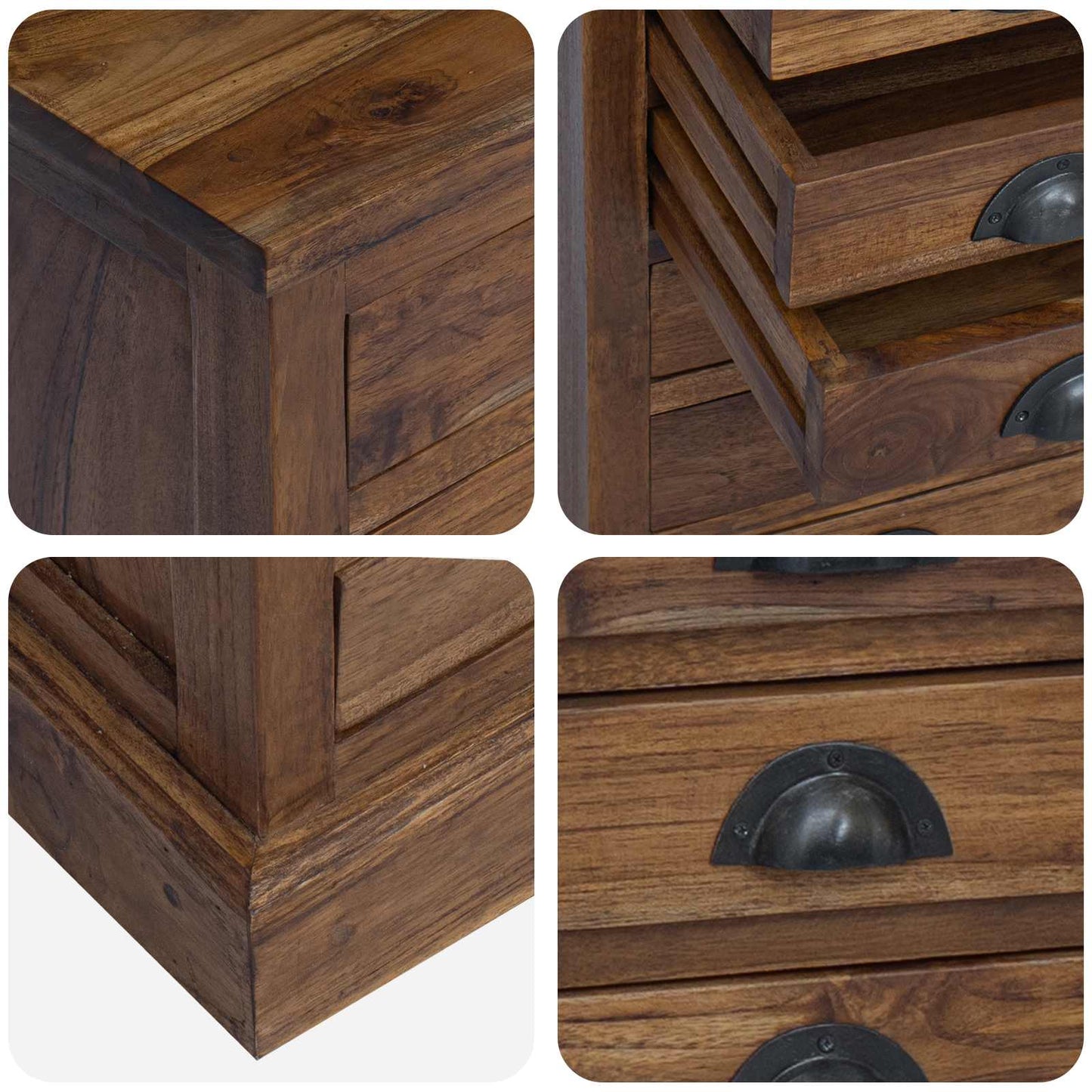 Chest of Drawers Natural 35 x 30 x 110 cm Solid Teak Wood