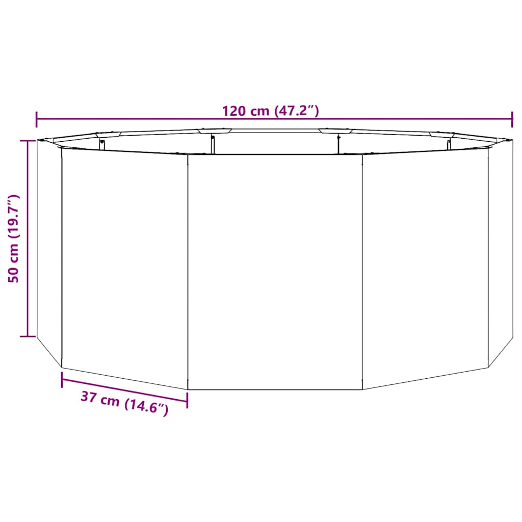 Planter Black 120 x 120 x 50 cm Steel
