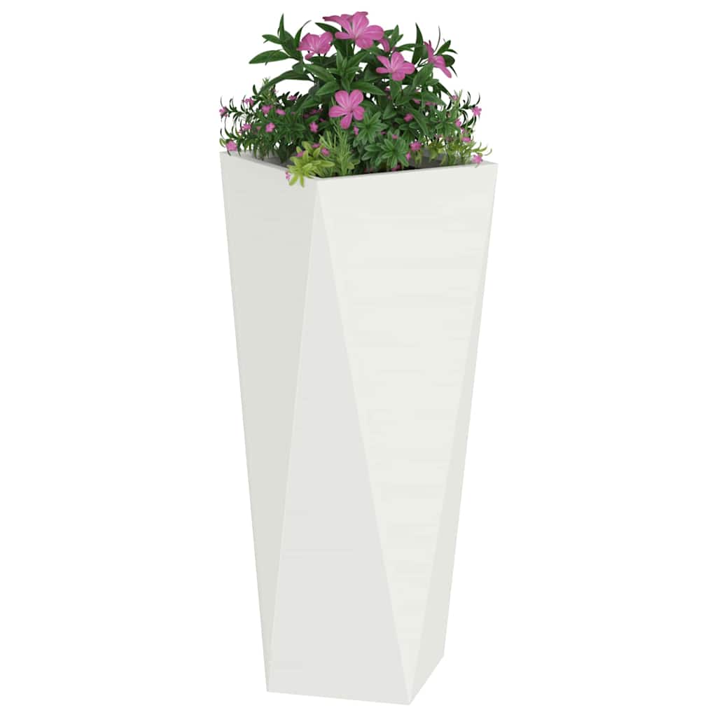 Planter 2 pcs White 30 x 30 x 75 cm Steel