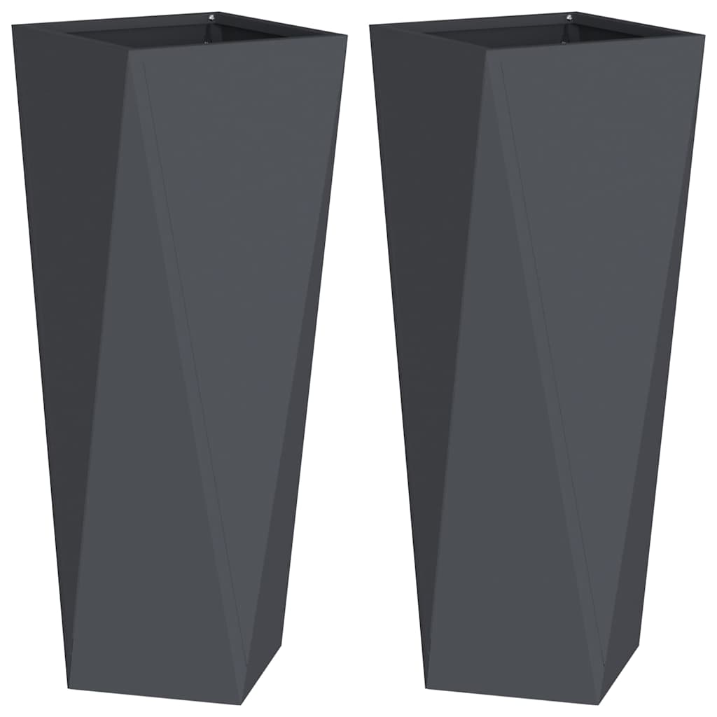 Planter 2 pcs Anthracite 30 x 30 x 75 cm Steel