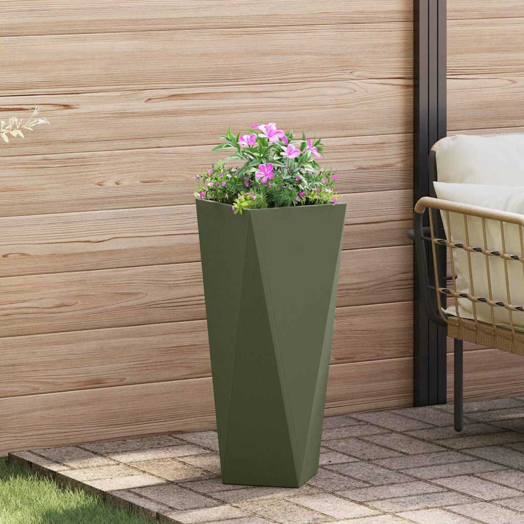 Planter 2 pcs Olive Green 30 x 30 x 75 cm Steel