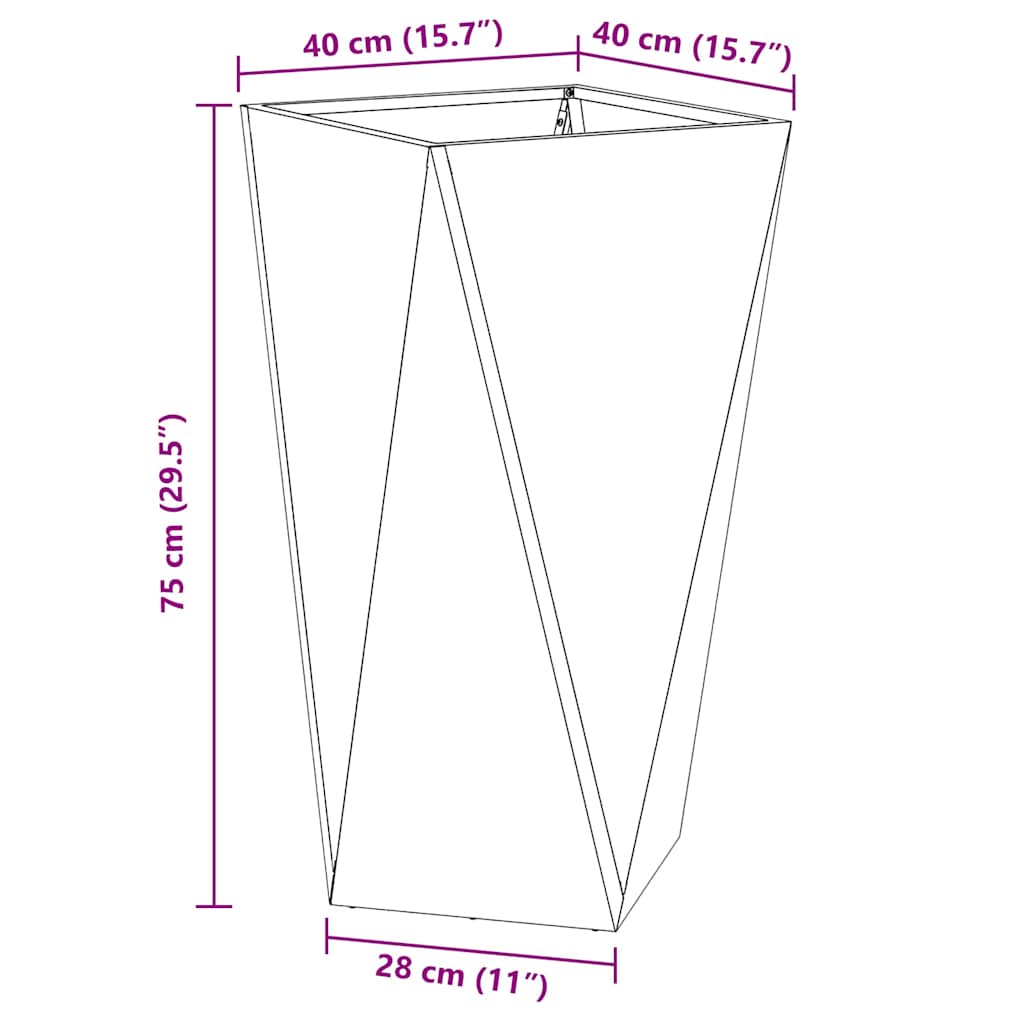 Planter Olive Green 40 x 40 x 75 cm Steel