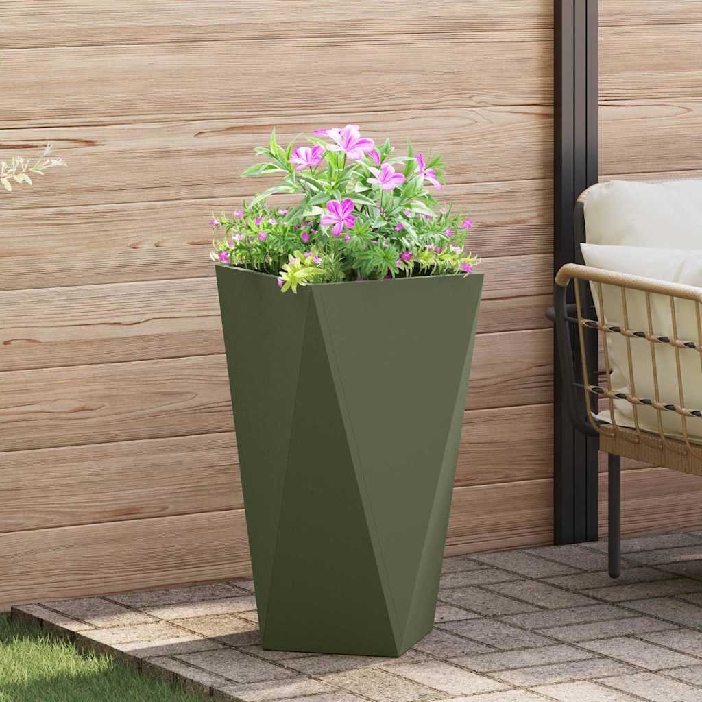 Planter 2 pcs Olive Green 40 x 40 x 75 cm Steel