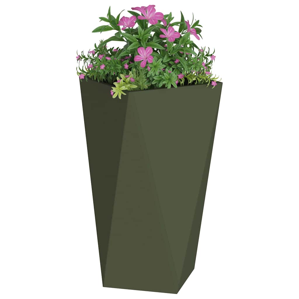 Planter 2 pcs Olive Green 40 x 40 x 75 cm Steel