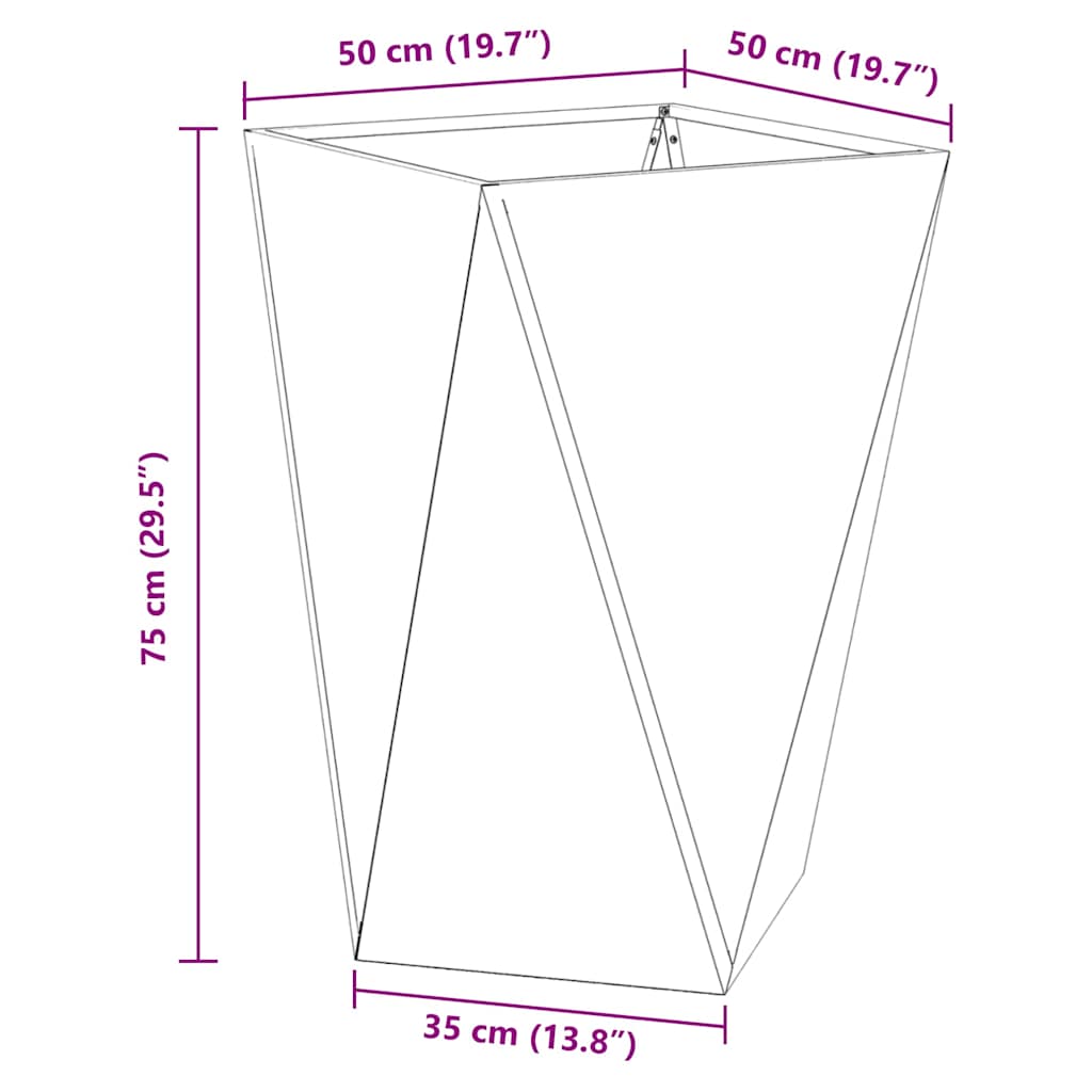 Planter Black 50 x 50 x 75 cm Steel
