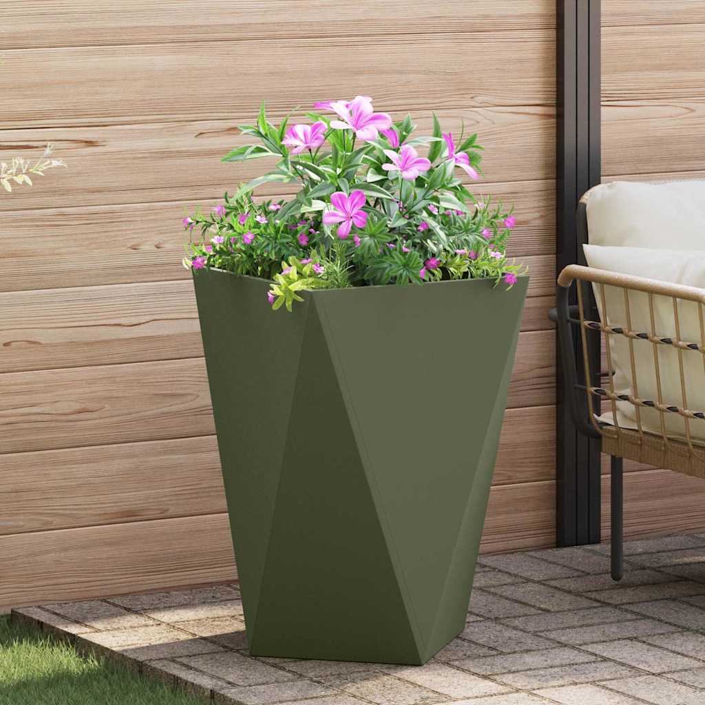 Planter 2 pcs Olive Green 50 x 50 x 75 cm Steel