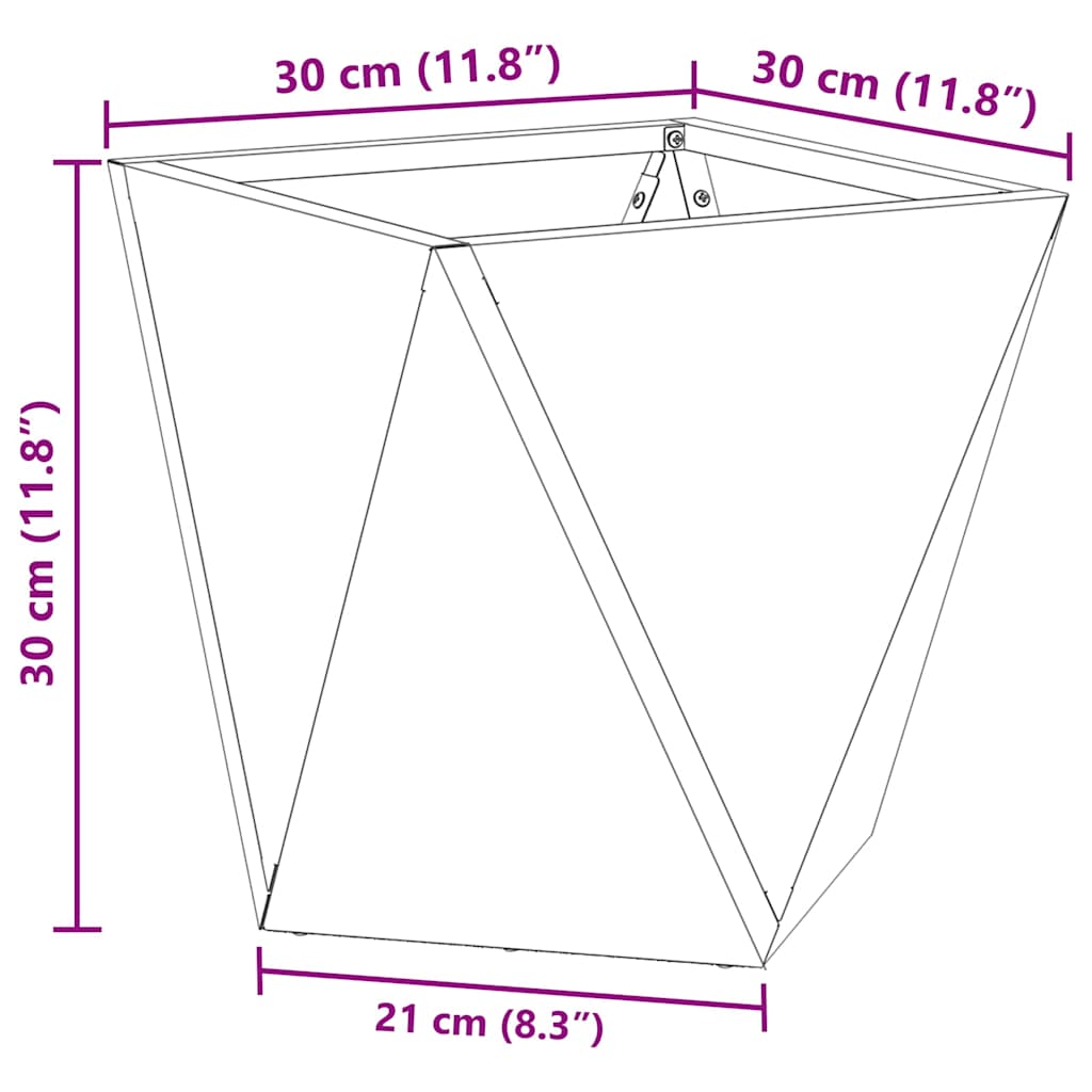Planter 2 pcs Black 30 x 30 x 30 cm Steel