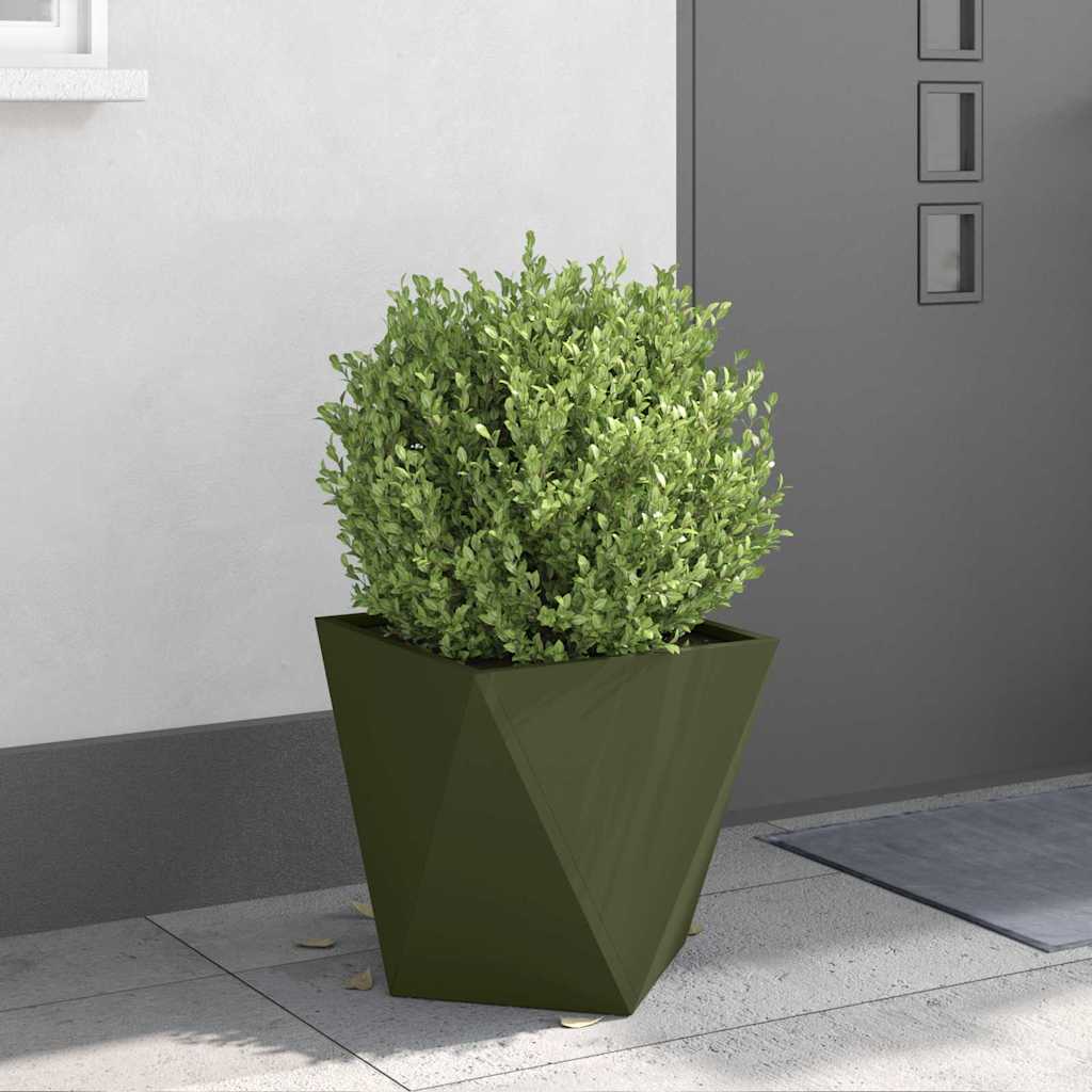 Planter 2 pcs Olive Green 40 x 40 x 40 cm Steel