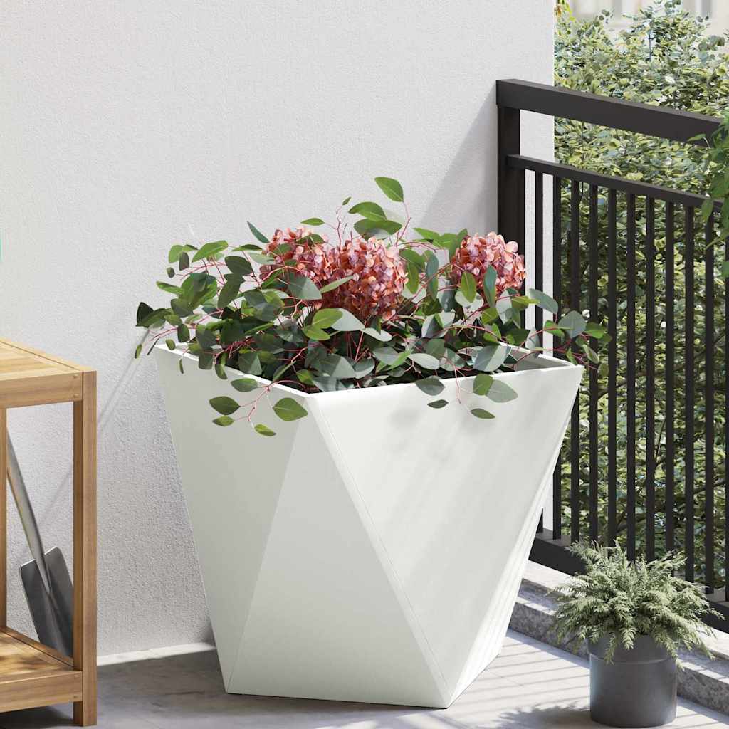 Planter White 50 x 50 x 50 cm Steel