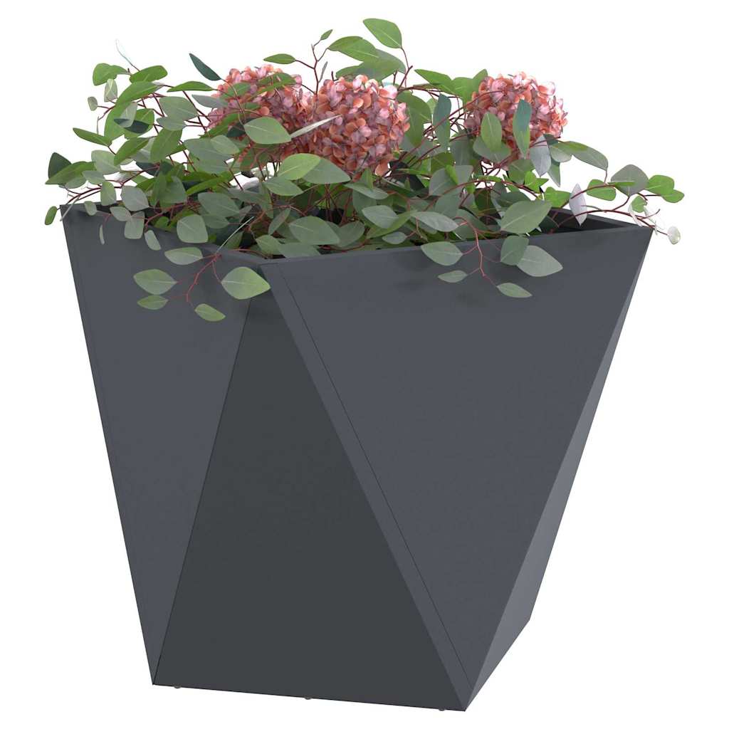 Planter 2 pcs Anthracite 50 x 50 x 50 cm Steel