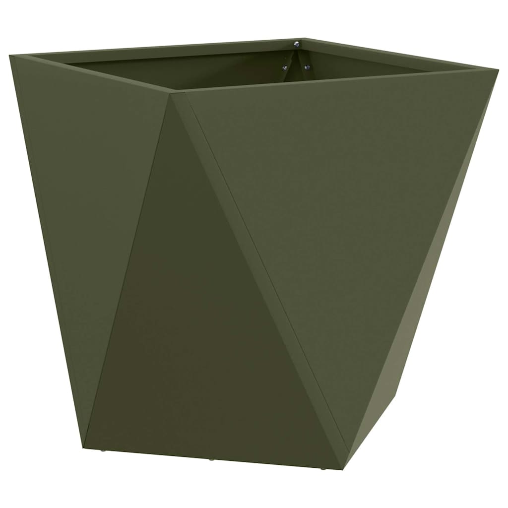 Planter Olive Green 50 x 50 x 50 cm Steel