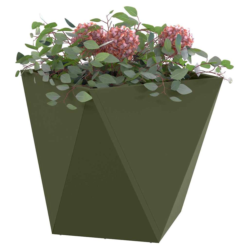Planter Olive Green 50 x 50 x 50 cm Steel