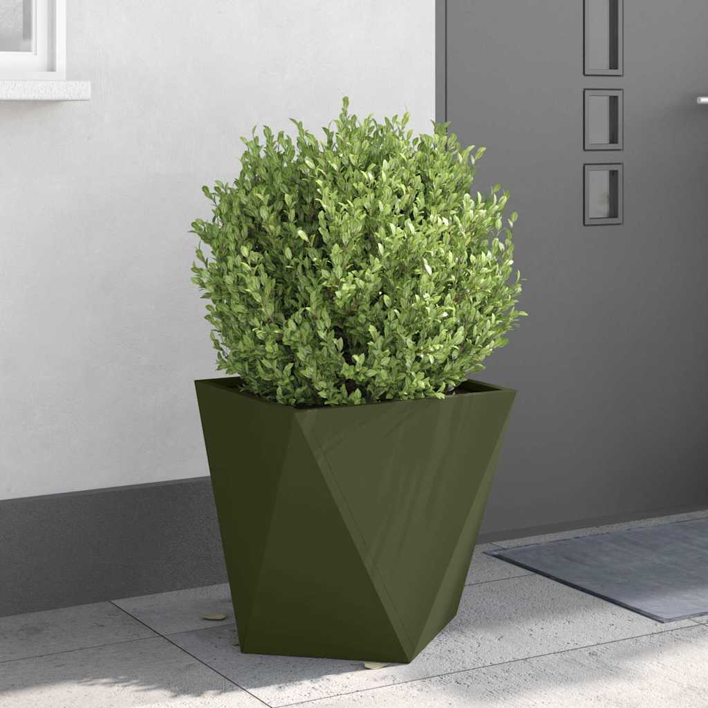 Planter 2 pcs Olive Green 50 x 50 x 50 cm Steel