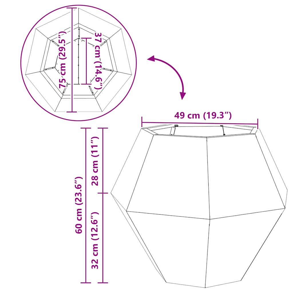 Planter Silver 75 x 75 x 60 cm Galvanised Steel