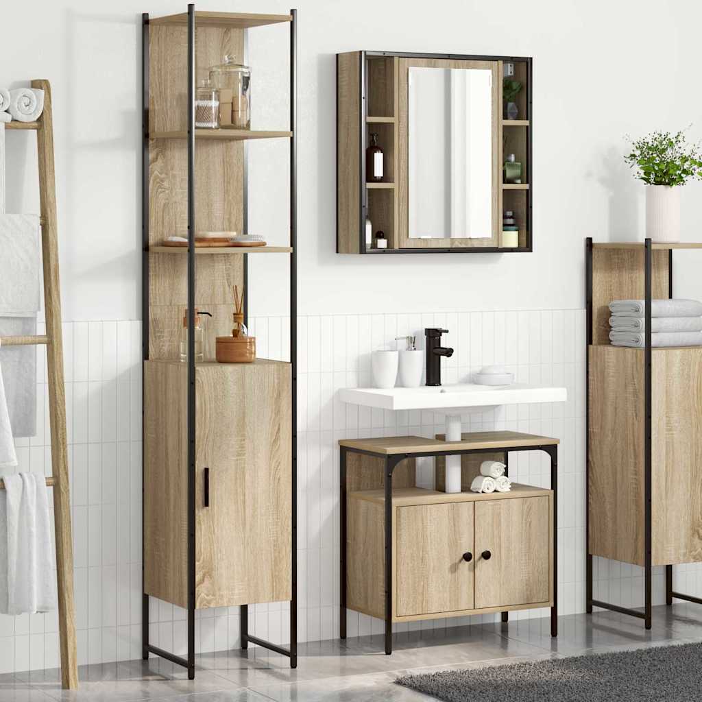 Bathroom Furniture Set 3 pcs Sonoma Oak Engineered Wood