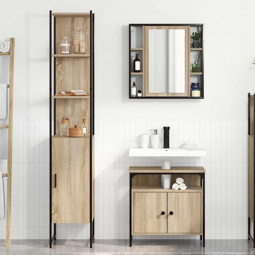 Bathroom Furniture Set 3 pcs Sonoma Oak Engineered Wood