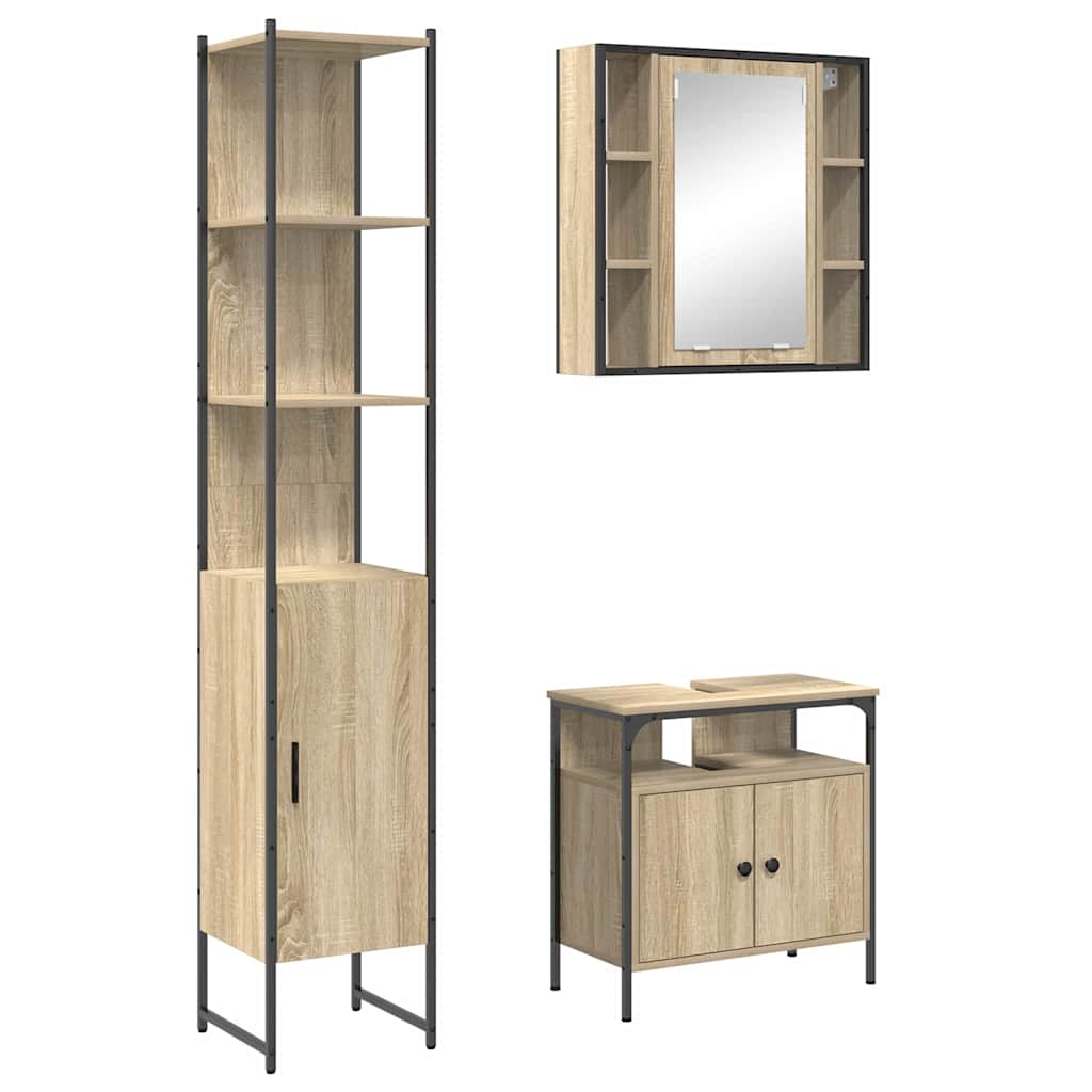 Bathroom Furniture Set 3 pcs Sonoma Oak Engineered Wood