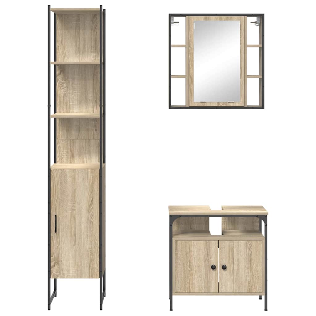 Bathroom Furniture Set 3 pcs Sonoma Oak Engineered Wood