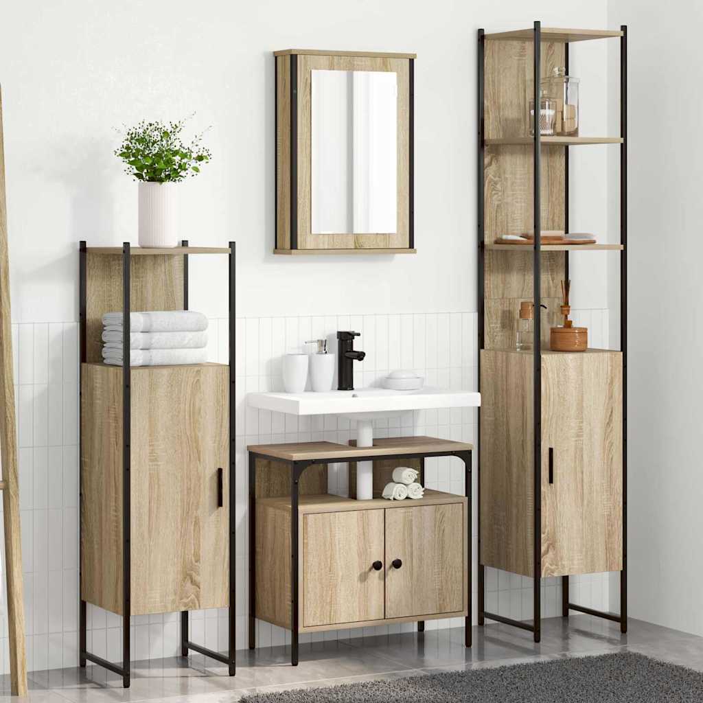 Bathroom Furniture Set 4 pcs Sonoma Oak Engineered Wood