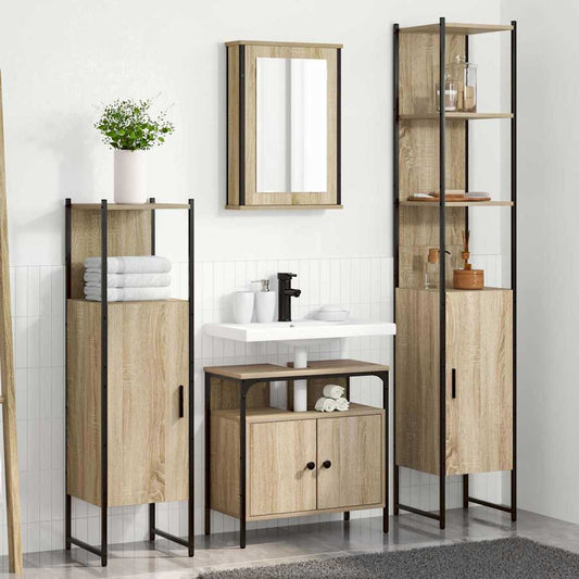 Bathroom Furniture Set 4 pcs Sonoma Oak Engineered Wood