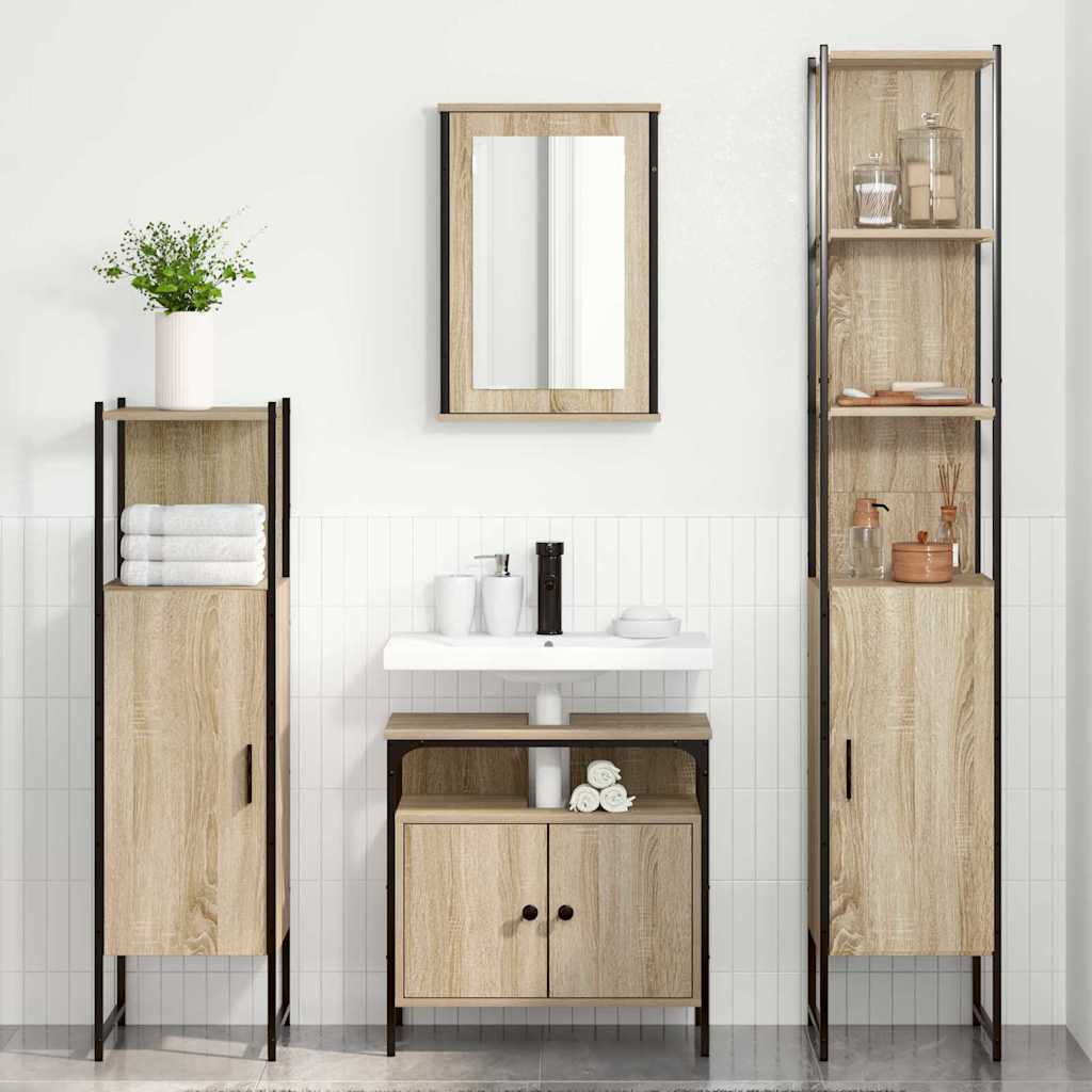 Bathroom Furniture Set 4 pcs Sonoma Oak Engineered Wood