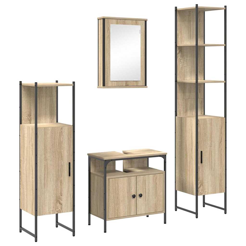 Bathroom Furniture Set 4 pcs Sonoma Oak Engineered Wood