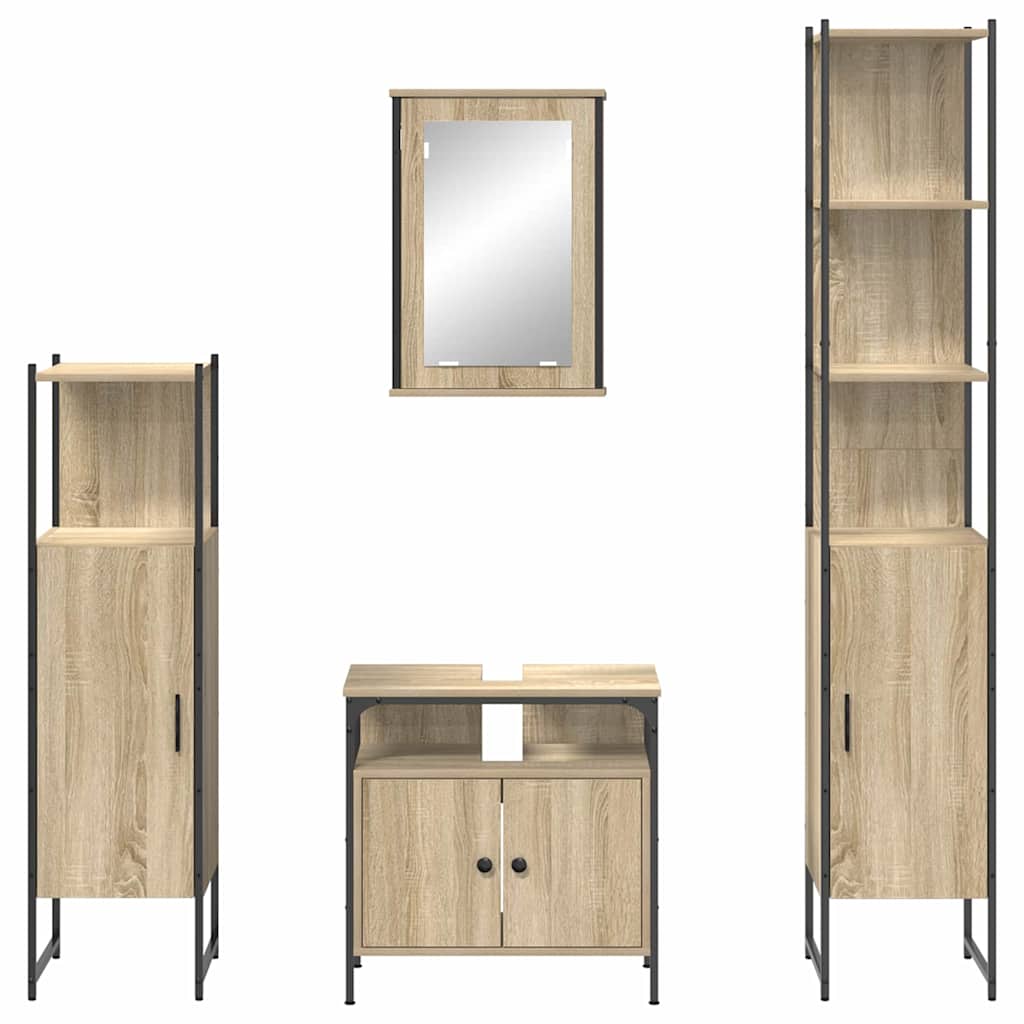 Bathroom Furniture Set 4 pcs Sonoma Oak Engineered Wood