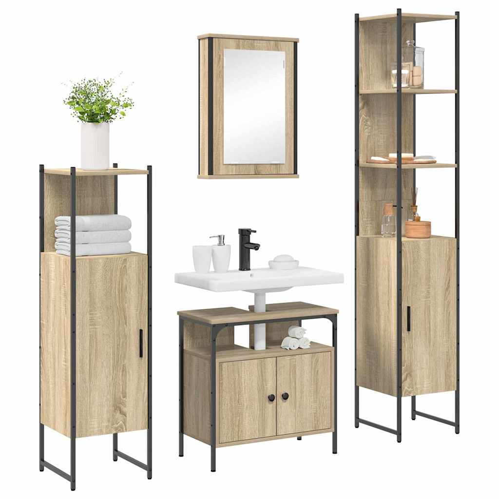 Bathroom Furniture Set 4 pcs Sonoma Oak Engineered Wood