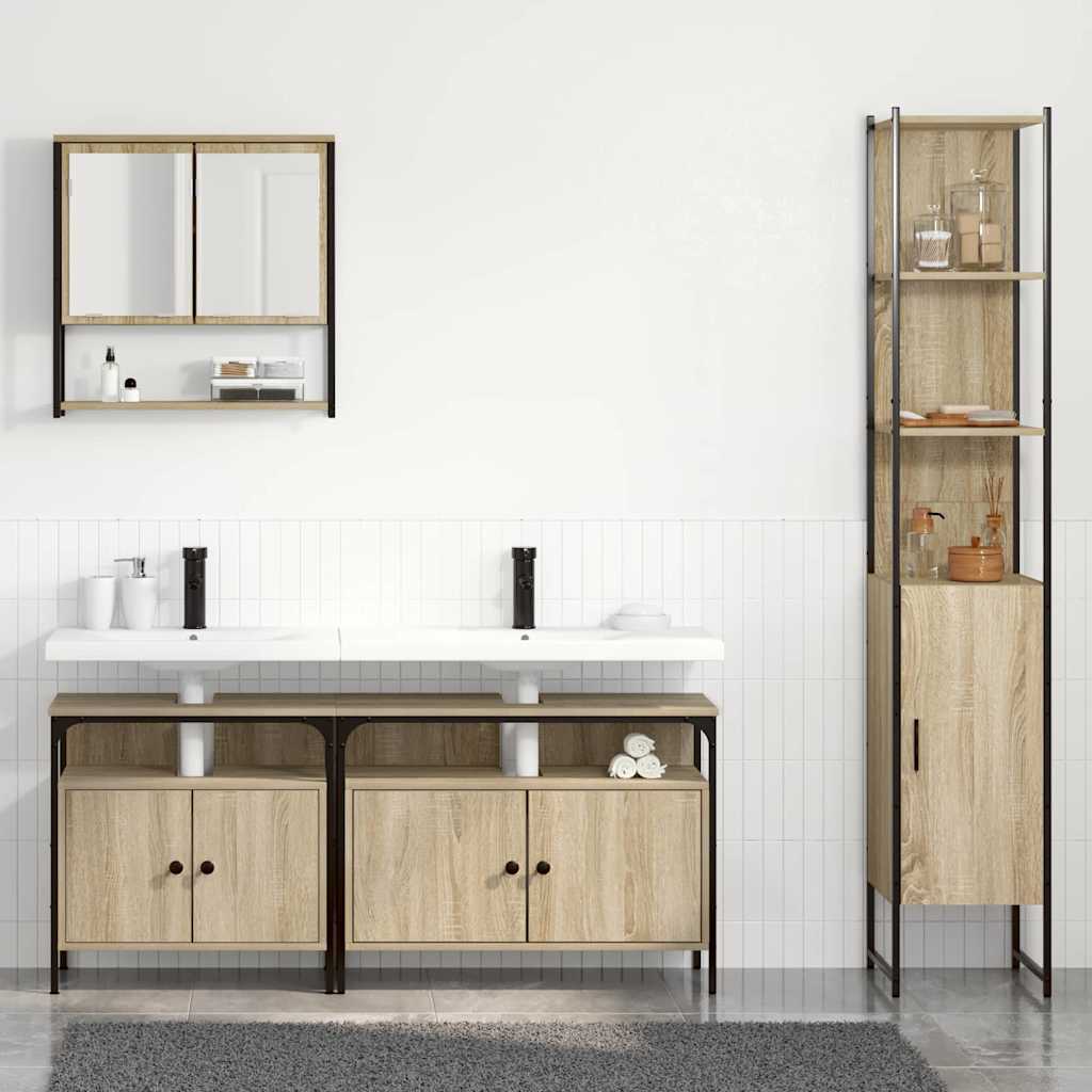Bathroom Furniture Set 4 pcs Sonoma Oak Engineered Wood
