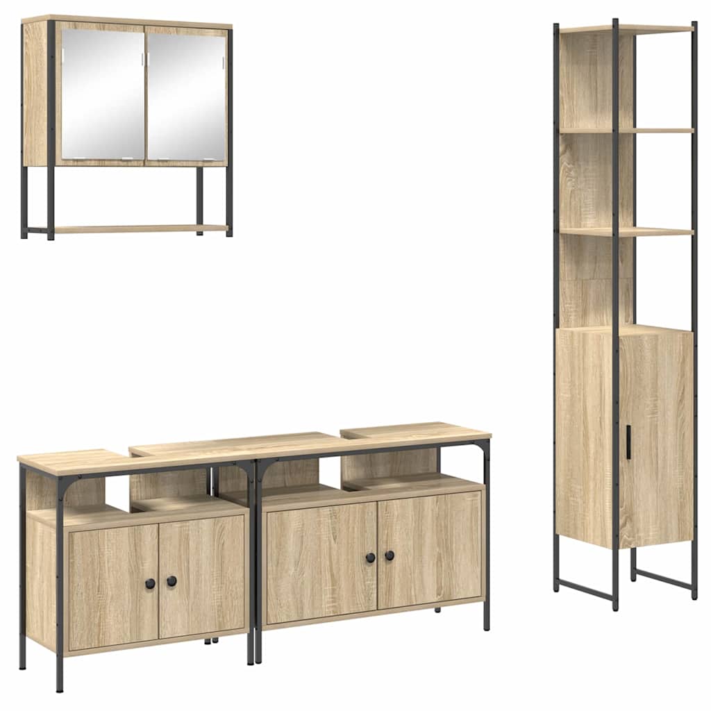 Bathroom Furniture Set 4 pcs Sonoma Oak Engineered Wood