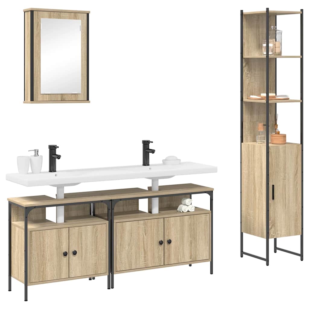 Bathroom Furniture Set 4 pcs Sonoma Oak Engineered Wood